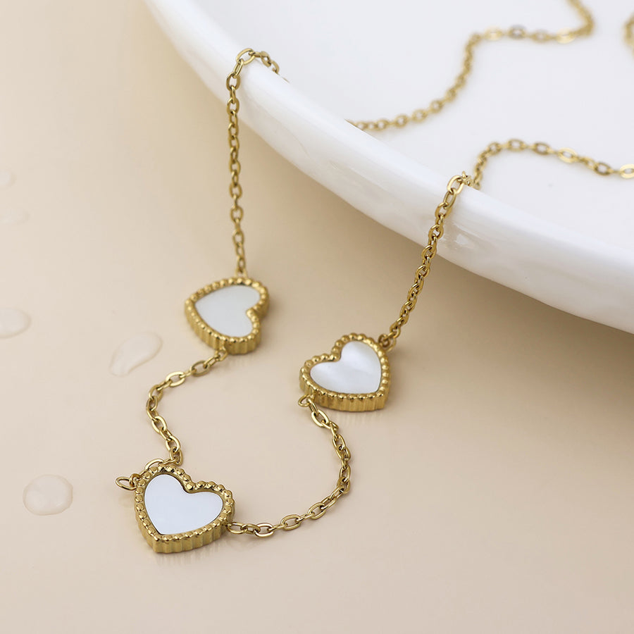 Waterproof Heart Heart Enamel Necklace