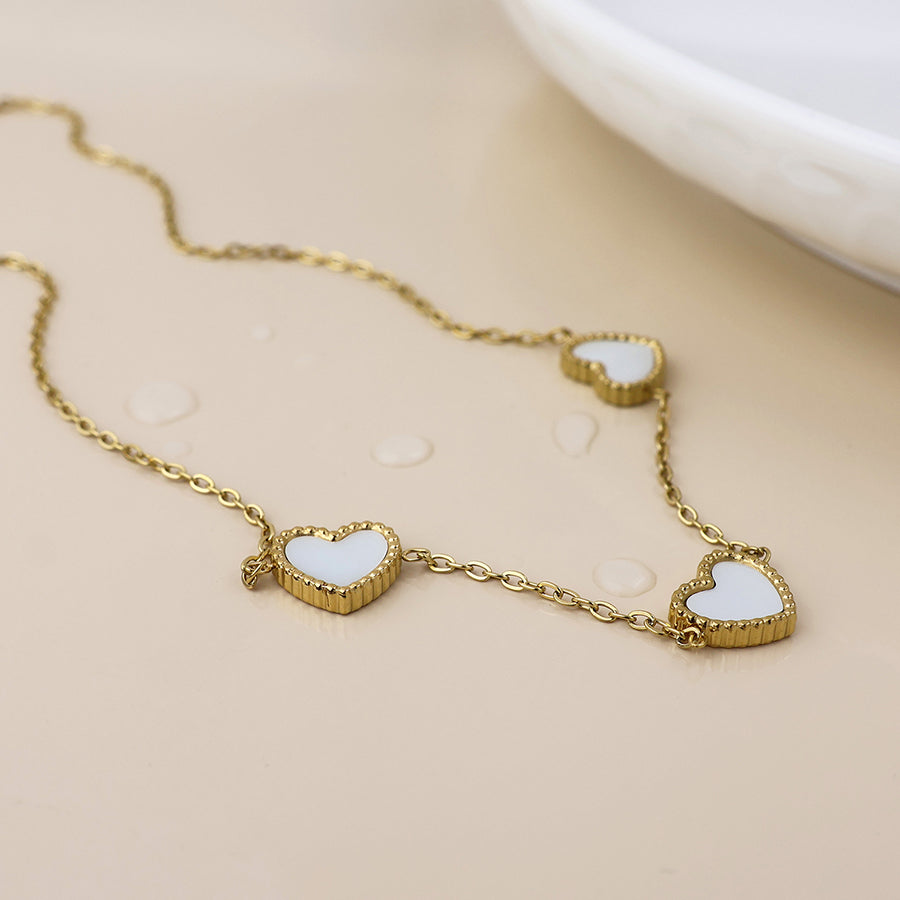 Waterproof Heart Heart Enamel Necklace