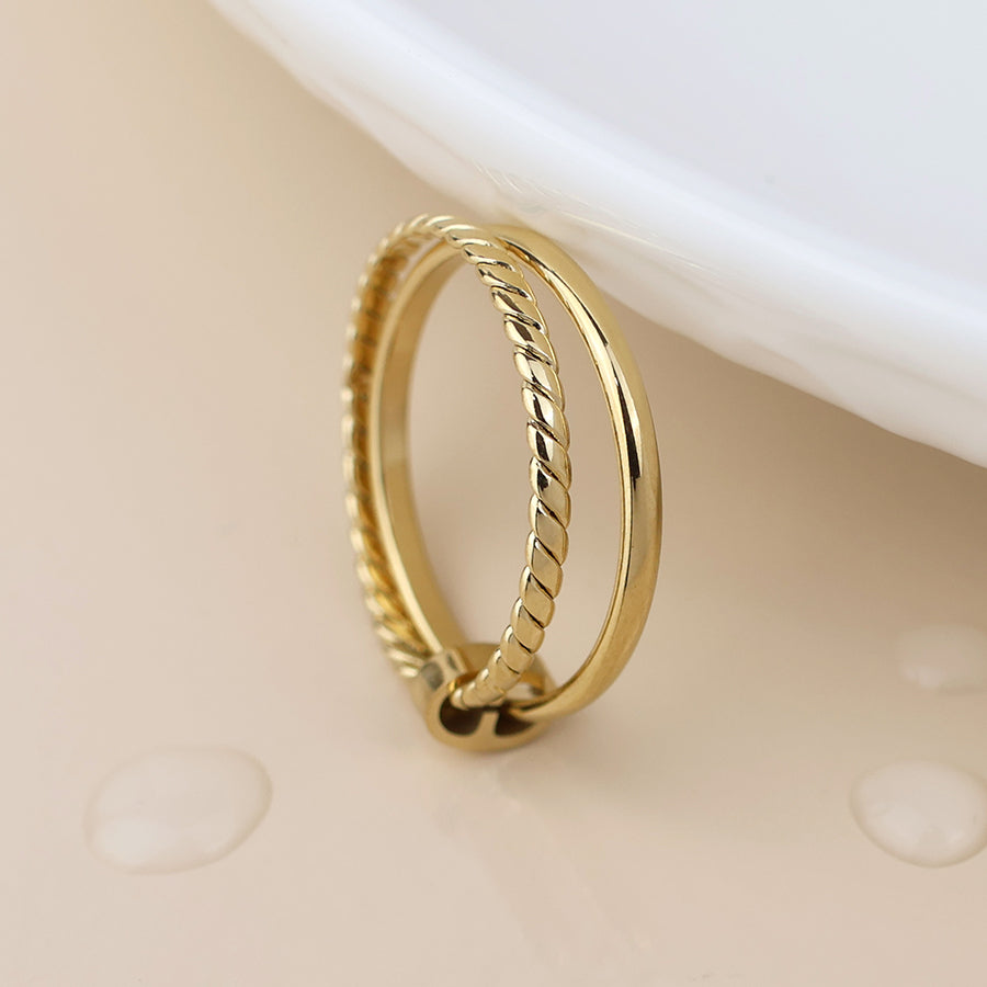 Stainless Steel Double Stack Linked Rings (S/M)