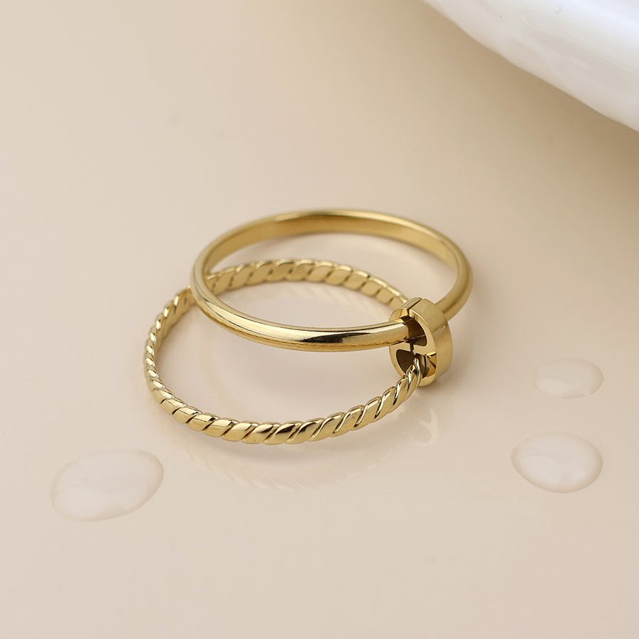 Stainless Steel Double Stack Linked Rings (S/M)
