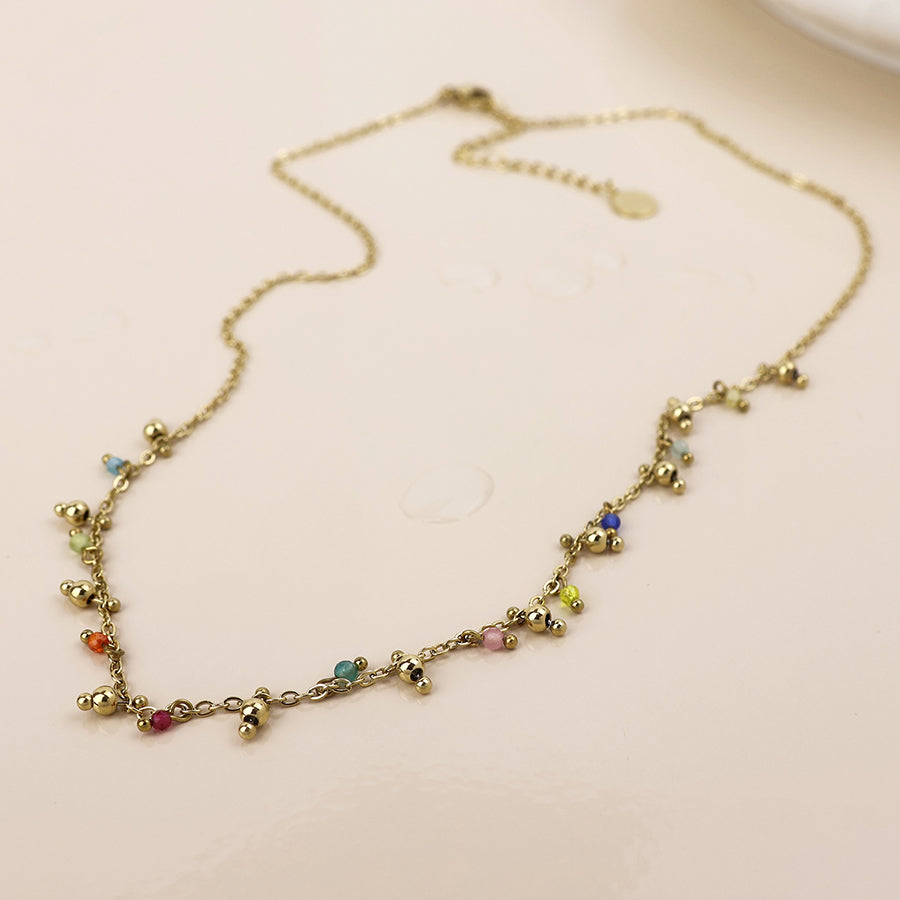 Waterproof Multi Bead Droplet Necklace