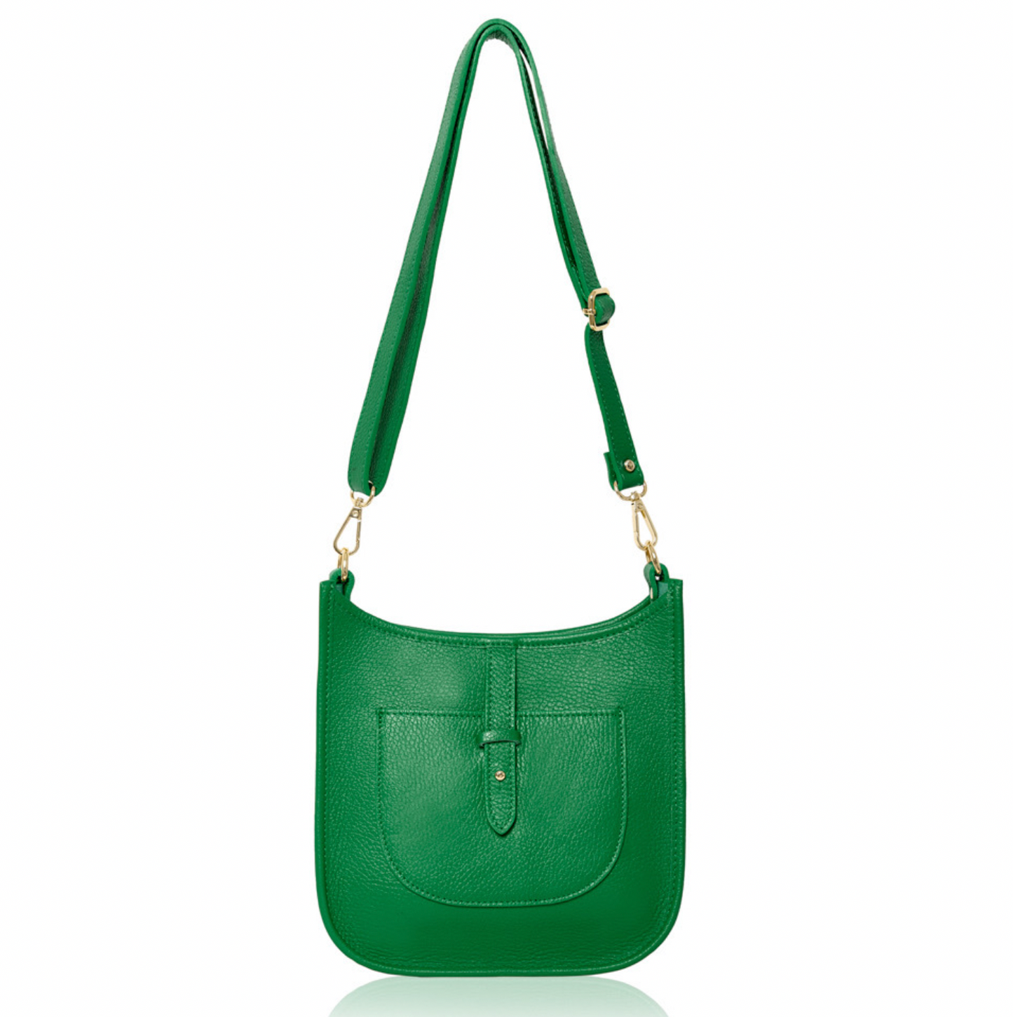 Leather Crossbody With Buckle Trim | Green