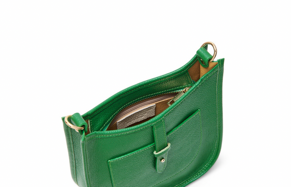 Leather Crossbody With Buckle Trim | Green