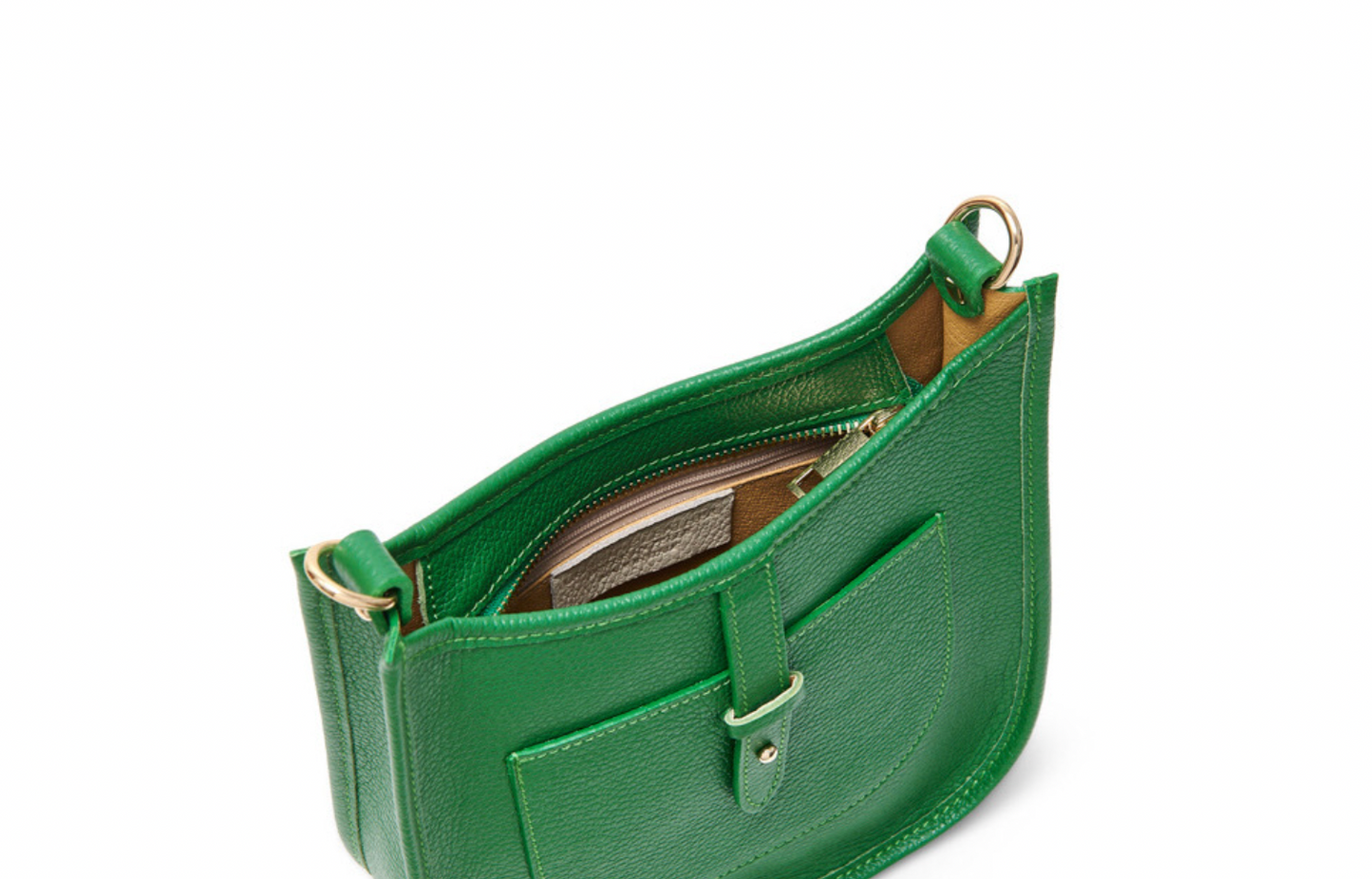 Leather Crossbody With Buckle Trim | Green