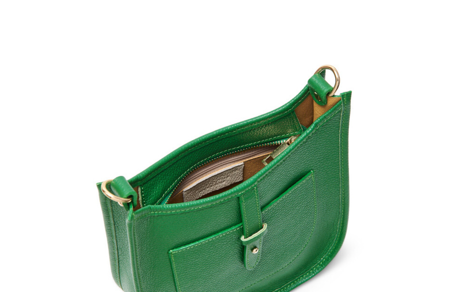 Leather Crossbody With Buckle Trim | Green