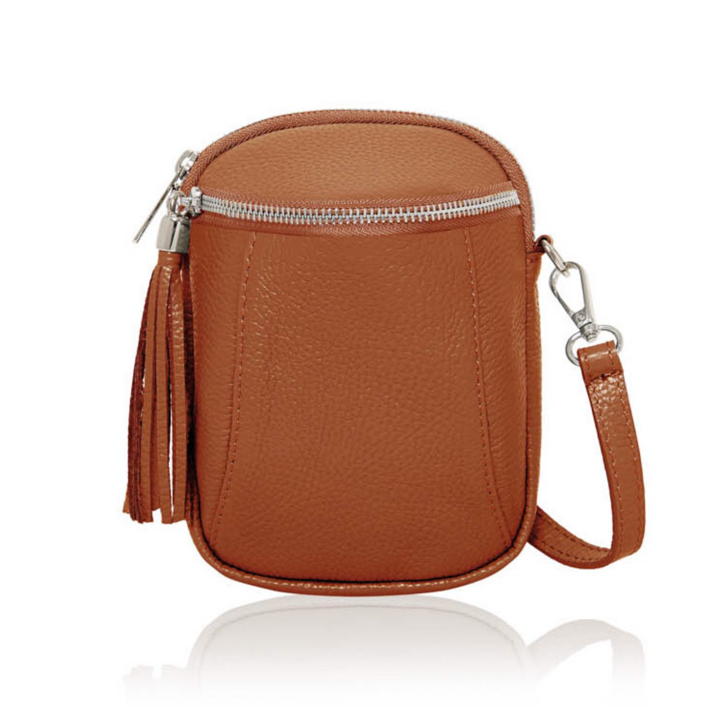 Leather Small Crossbody Bag With Tassel