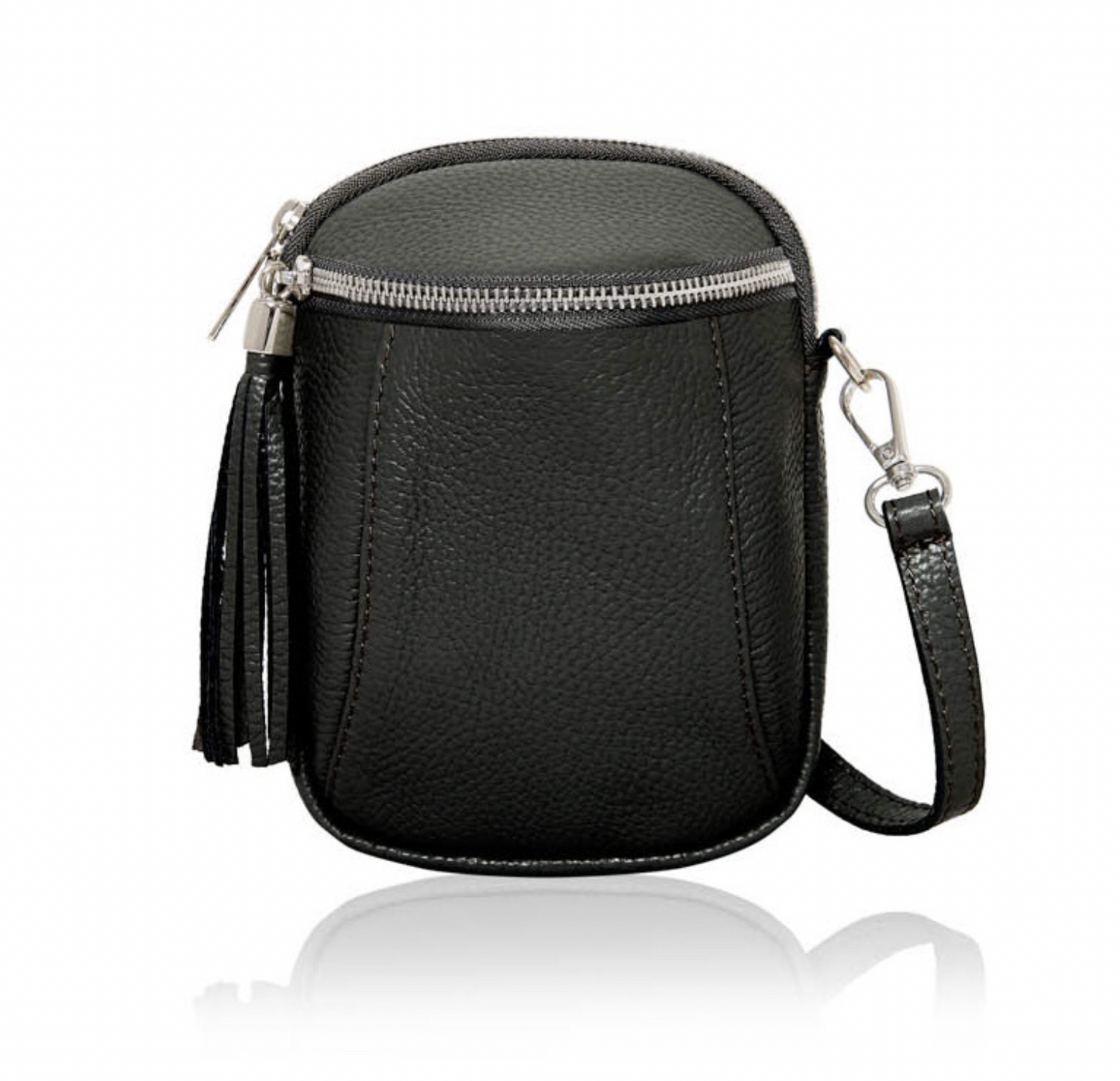 Leather Small Crossbody Bag With Tassel