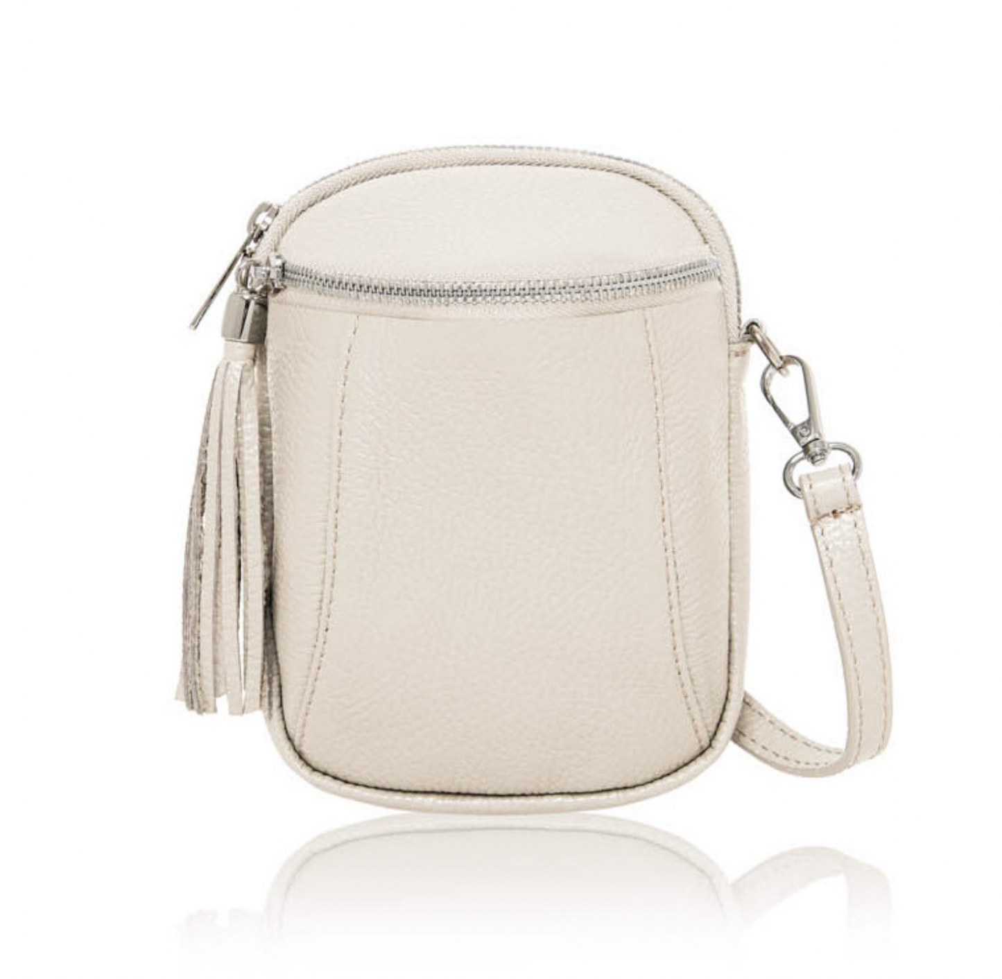 Leather Small Crossbody Bag With Tassel