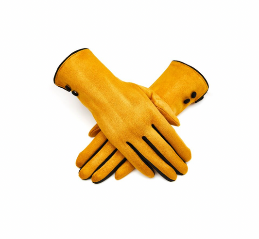 Button Detail Gloves | Mustard