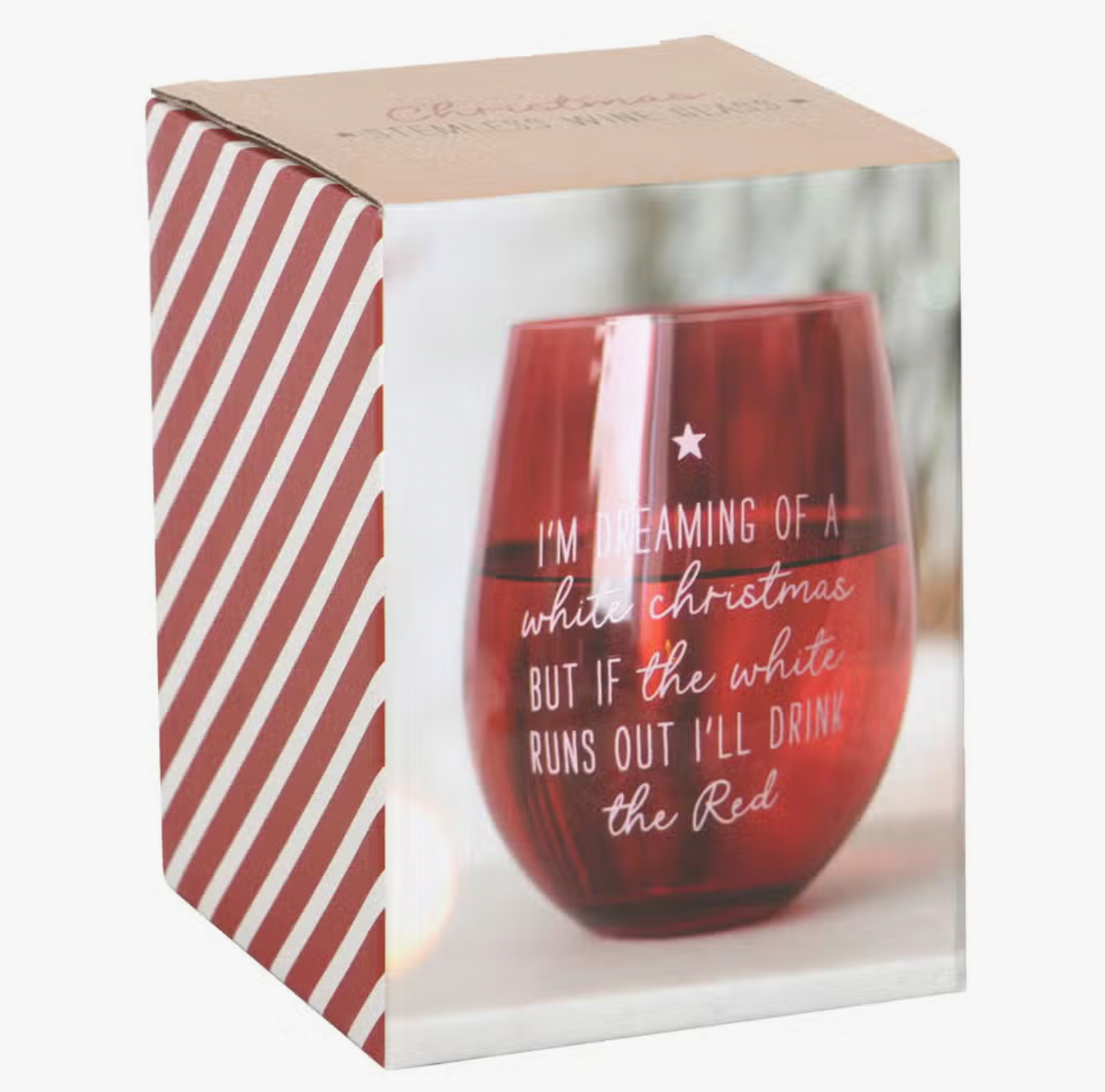 Dreaming Of A White Christmas Stemless Wine Glass