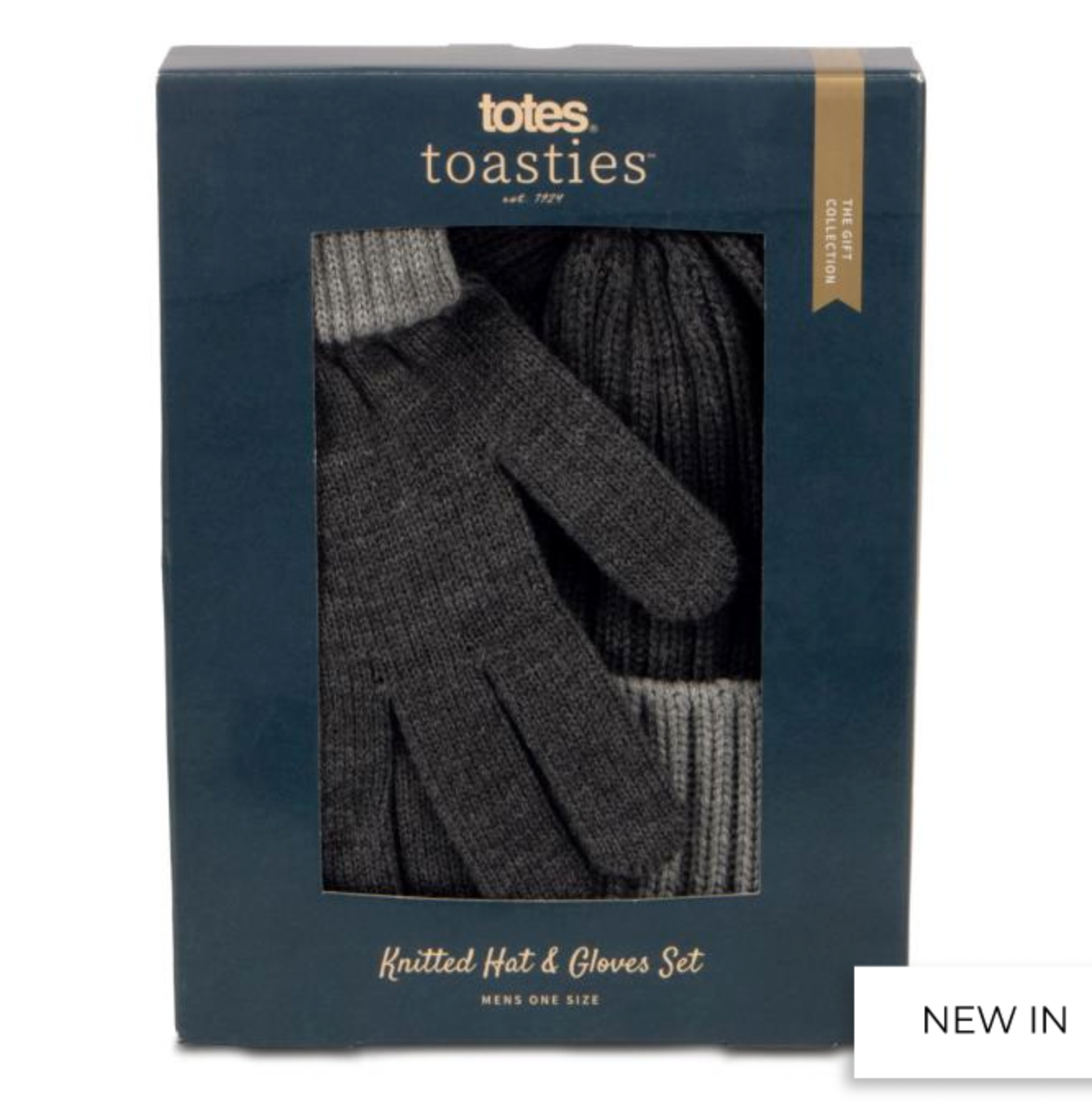 Totes Mens Chunky Knitted Gloves & Hat Set | Charcoal