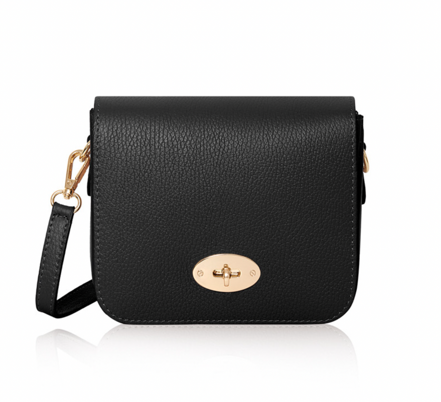 Leather Twist Lock Crossbody Bag