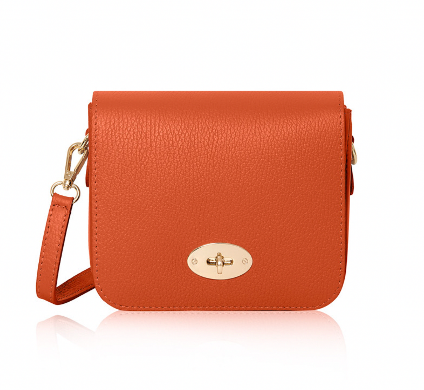 Leather Twist Lock Crossbody Bag