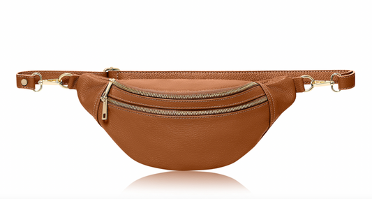 Leather Large Double Zipped Crossbody / Bumbag