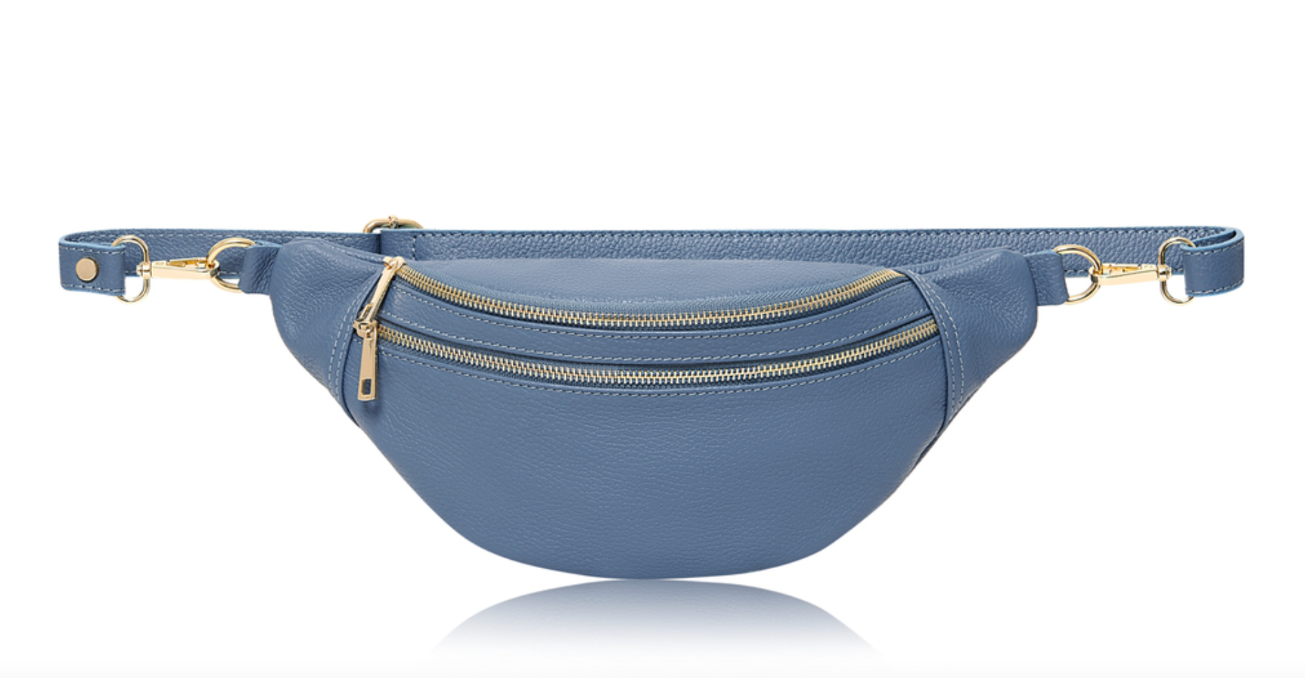 Leather Large Double Zipped Crossbody / Bumbag