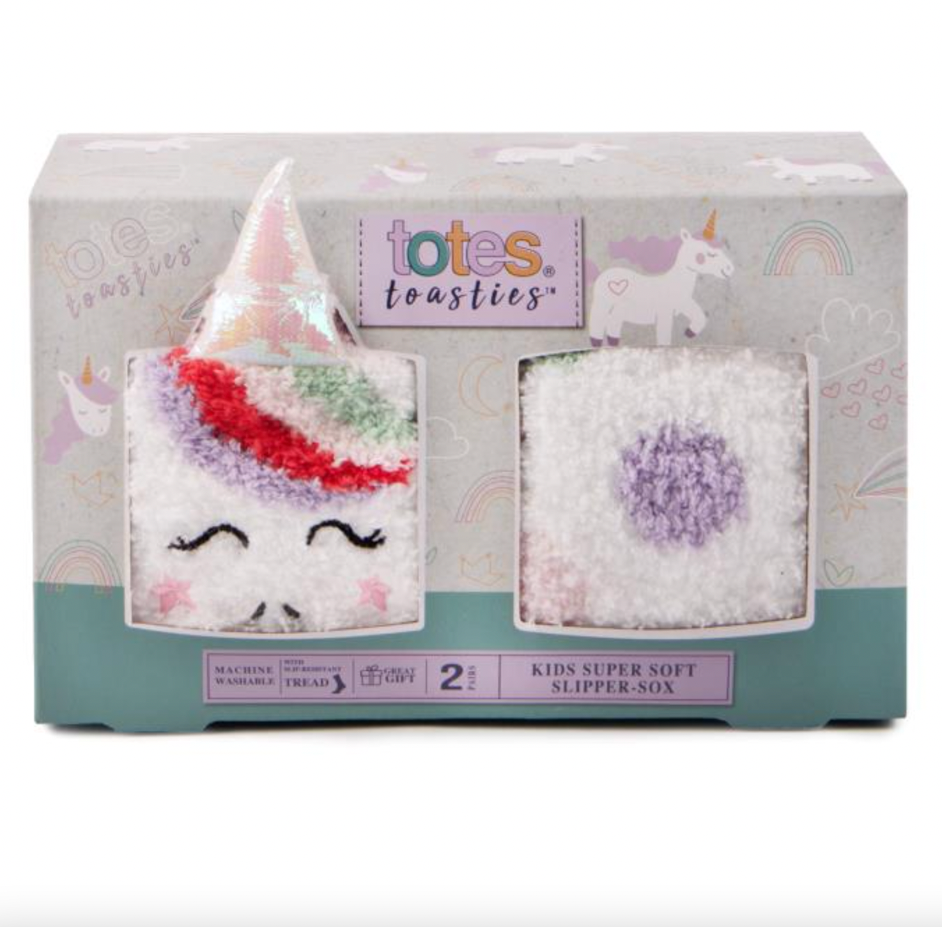 totes toasties | Kids Unicorn Slipper Socks (Twin Pack)