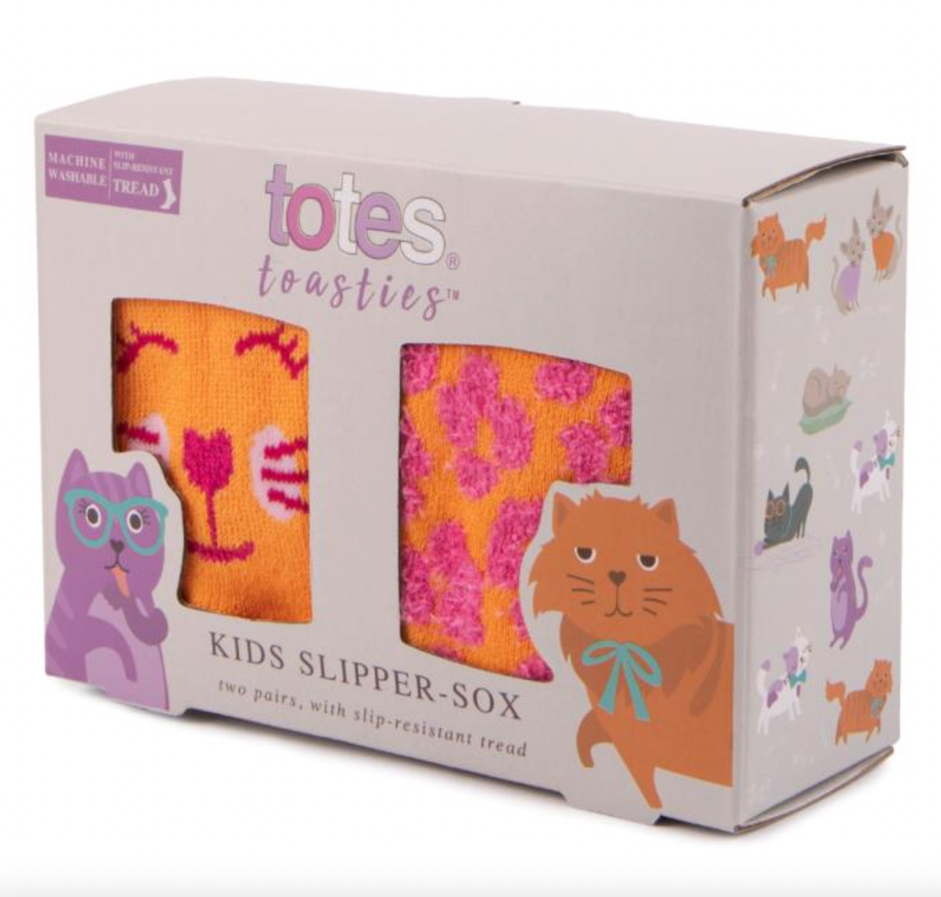 totes toasties | Kids Original Cat Novelty Slipper Socks (Twin Pack)