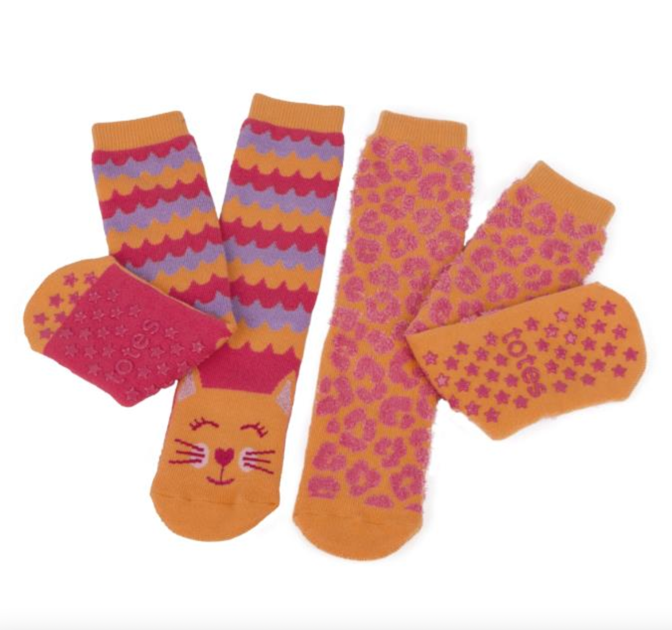 totes toasties | Kids Original Cat Novelty Slipper Socks (Twin Pack)