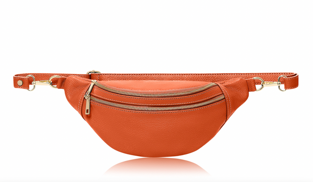 Leather Large Double Zipped Crossbody / Bumbag