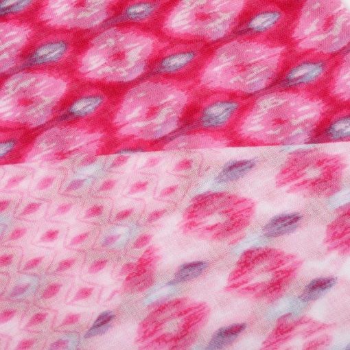 Eco Style Recycled Scarf | Two Tone Geometric Print Fuchsia