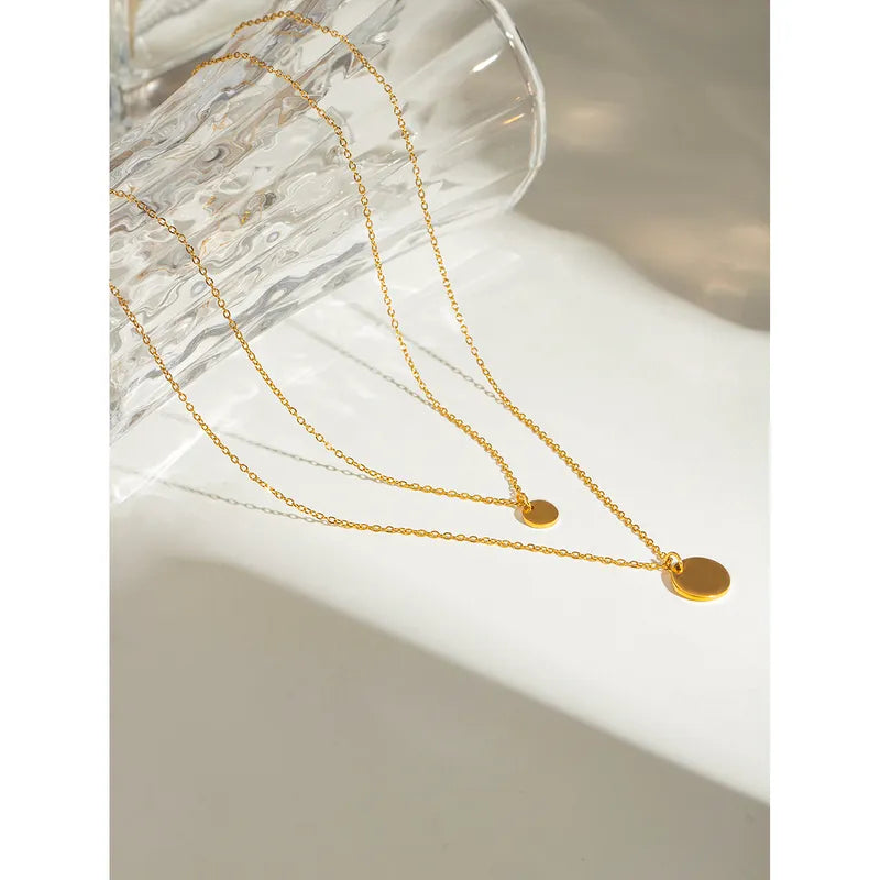 Layered Geometric Simple Disc Necklace