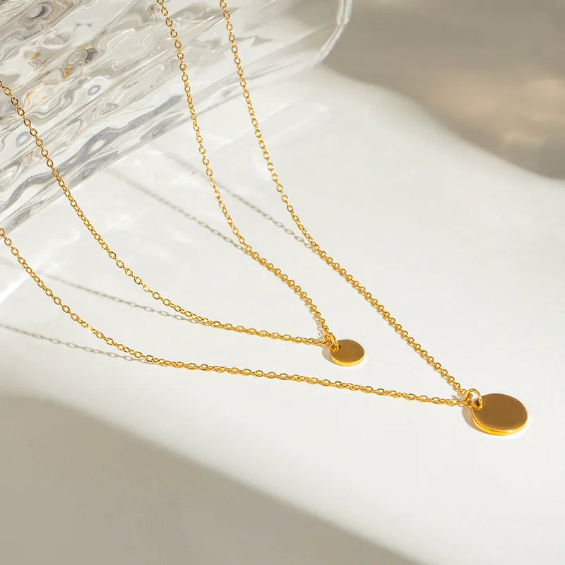 Layered Geometric Simple Disc Necklace