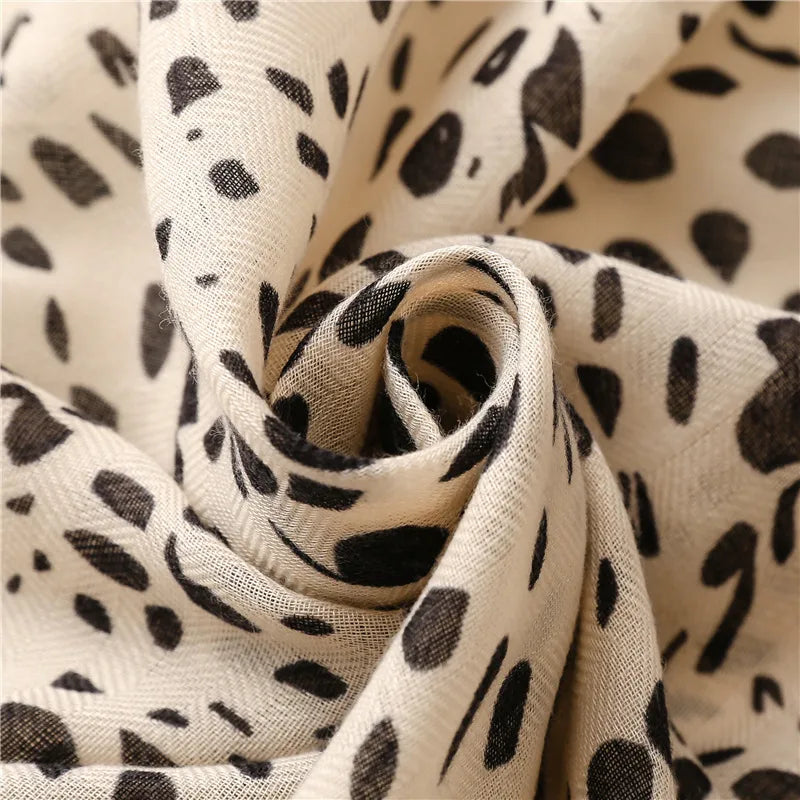 Spring Summer Animal Print Scarf With Tassel