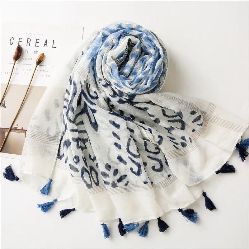 Ripple Print Cotton Summer Scarf