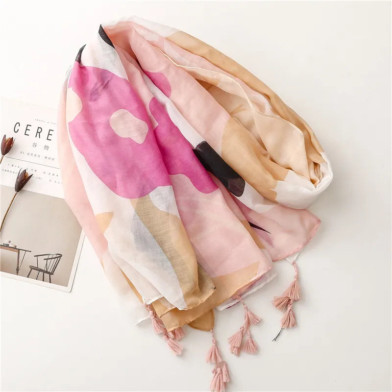 Spring Summer Tassel Scarf