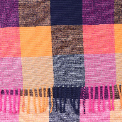 Pink & Orange Mix Crinkle Check Scarf