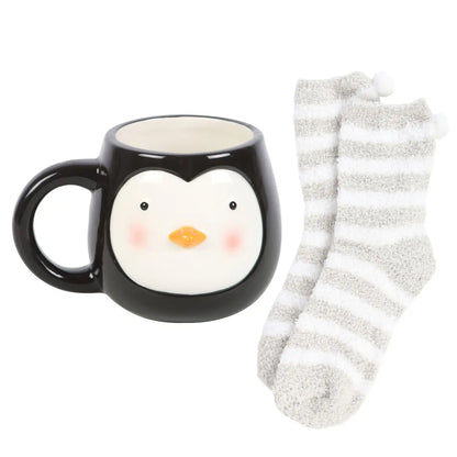 Winter Penguin Mug & Sock Set