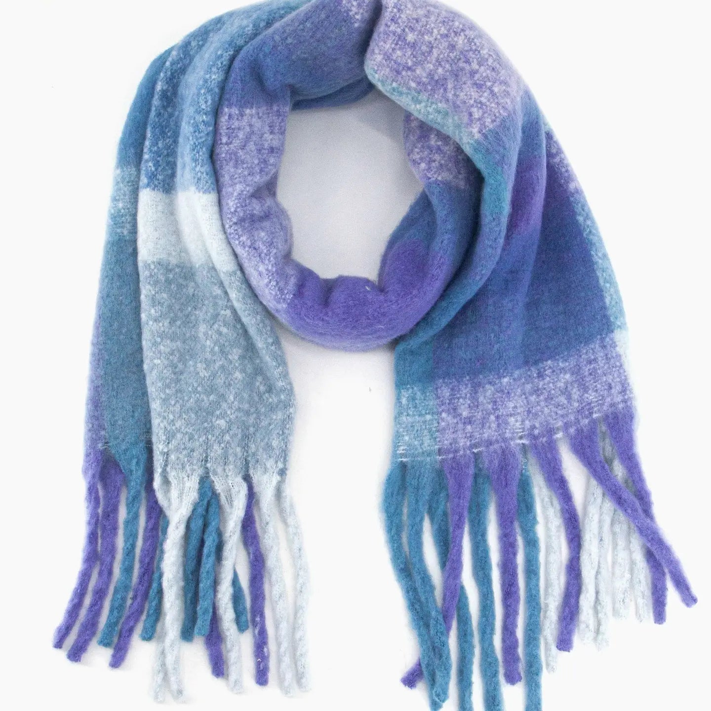 Allie Cosy Winter Scarf | Blue / Purple Check