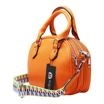 Small Handle Crossbody With Canvas Strap | Orange