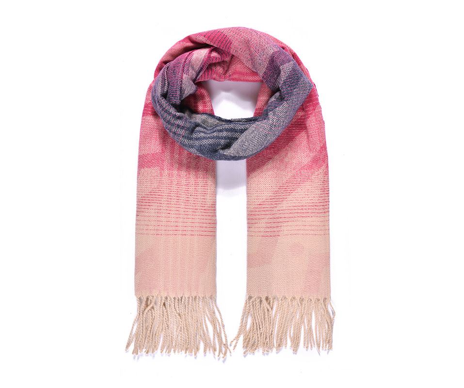 Pink Geometric Winter Scarf