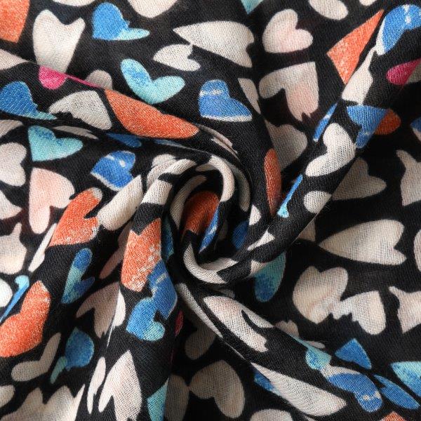 Eco Style Scarf | Hearts Black