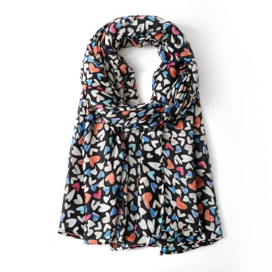 Eco Style Scarf | Hearts Black