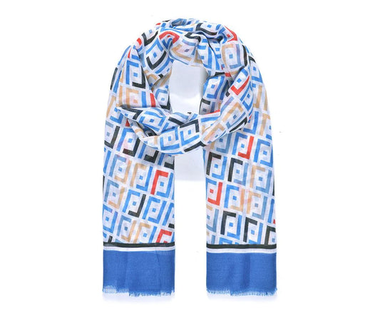 Blue L- Pattern Print Scarf