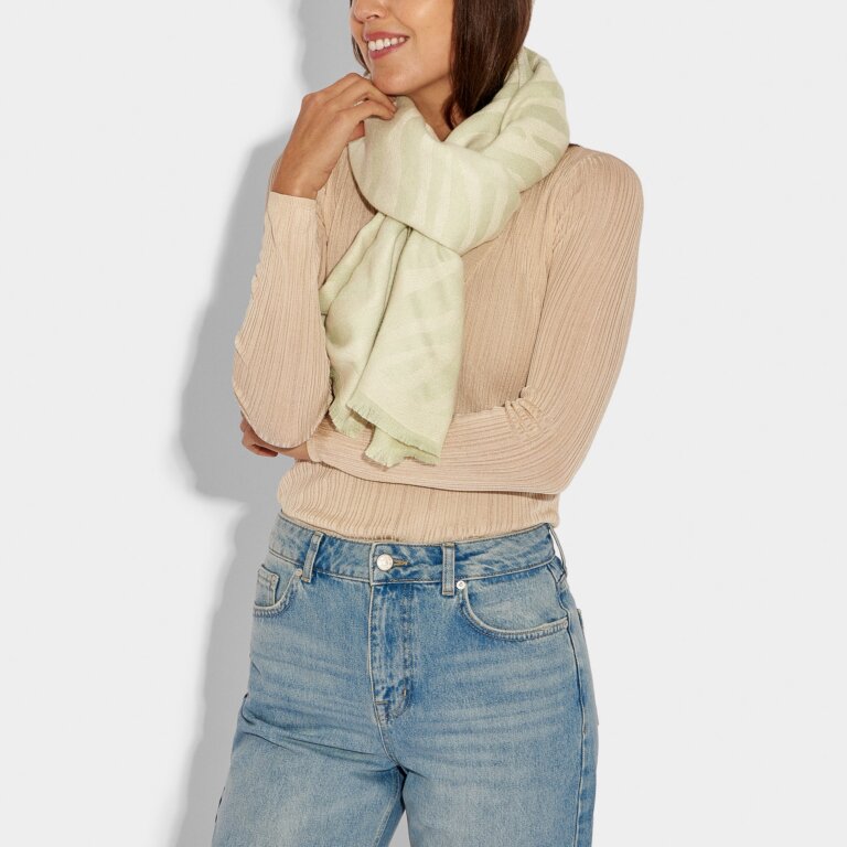 Katie Loxton Printed Blanket Scarf | Zebra | Off White/Sage