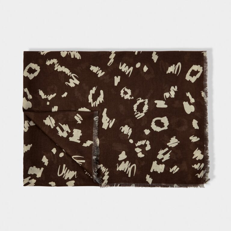 KL Printed Scarf | Leopard | Dark Brown