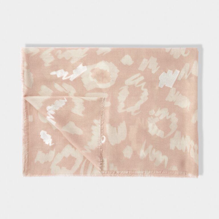 KL Printed Scarf | Large Leopard | Dusty Pink / Gold