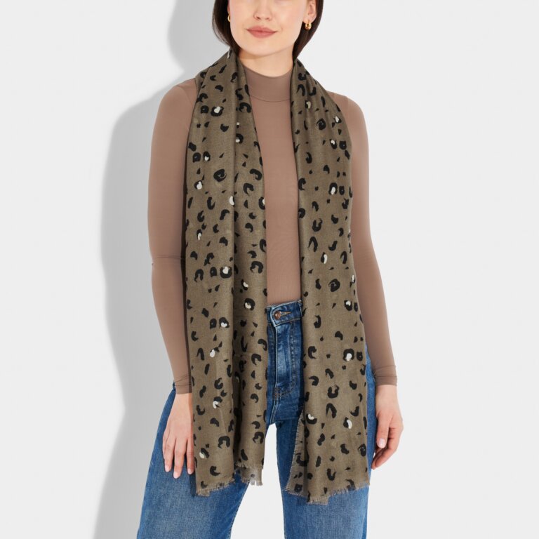 KL Printed Scarf | Metallic Scarf Leopard