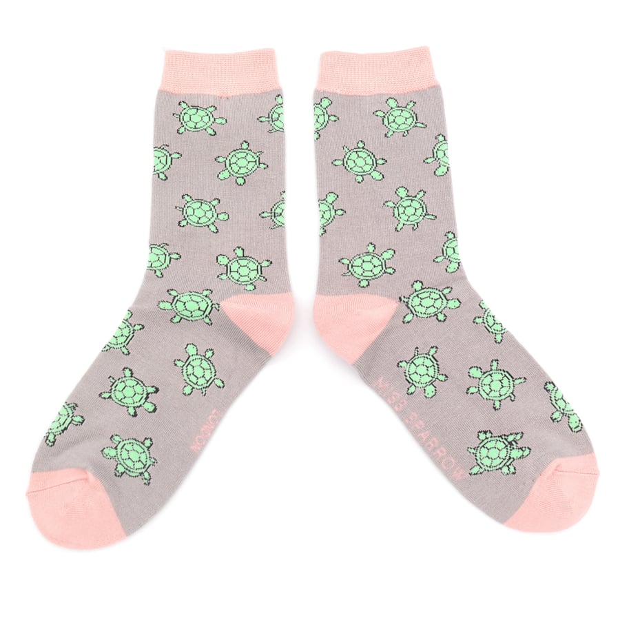 Bamboo Socks | Cute Turtles Silver