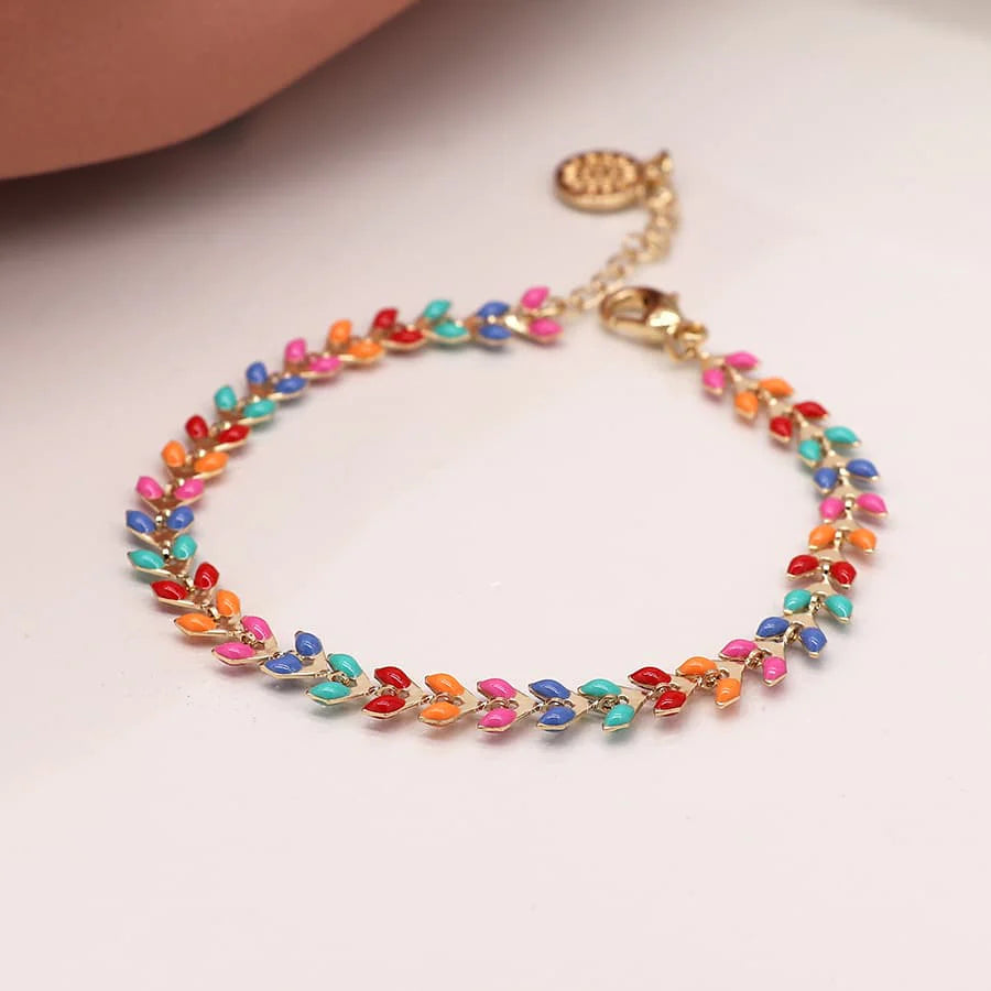 Multicolour Leaf Drop Bracelet
