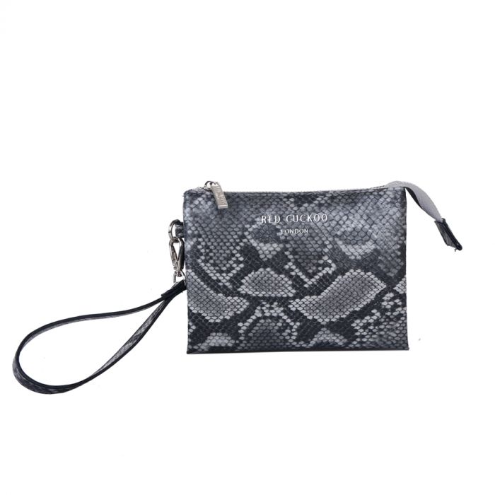 Red Cuckoo Snakeskin Multiway Wristlet | Grey