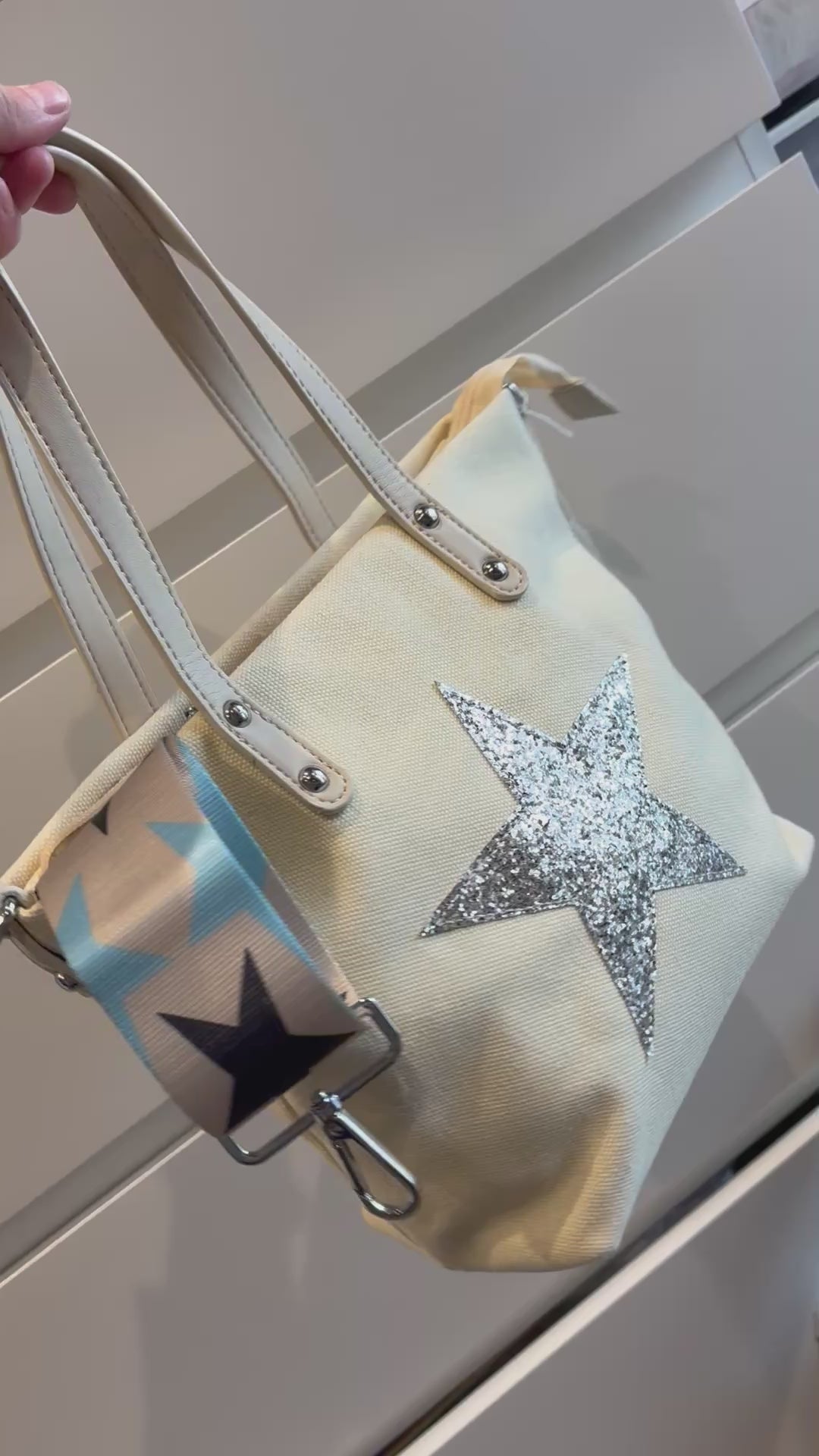 Cream Star Grab Bag With Strap