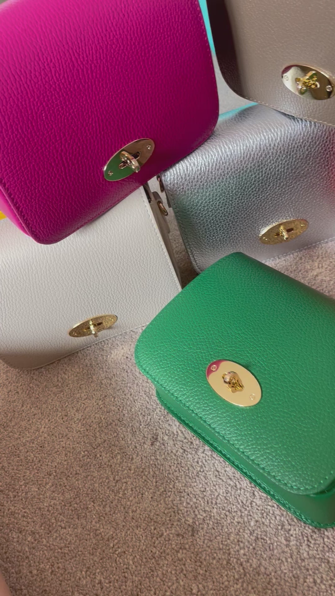 Leather Twist Lock Crossbody Bag