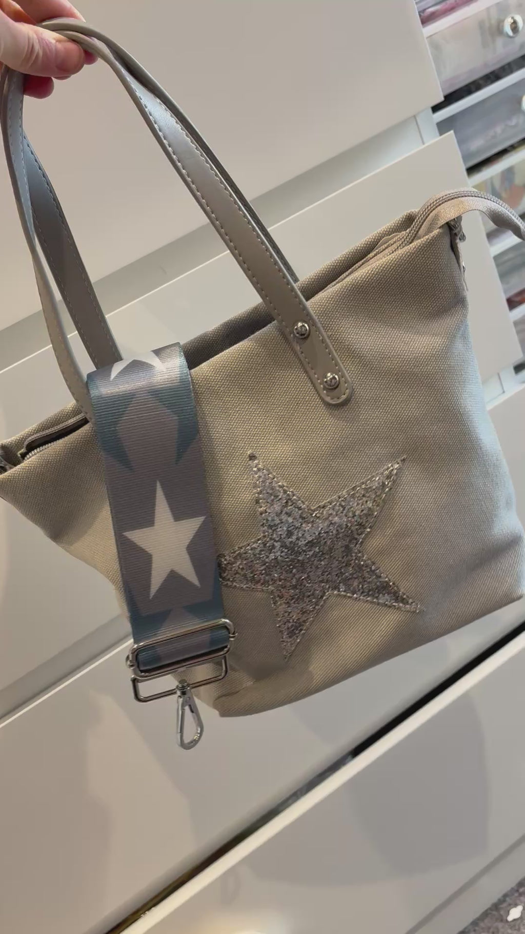 Grey Star Grab Bag With Strap