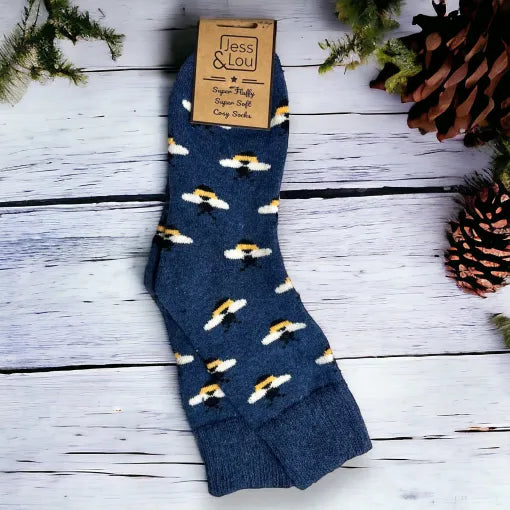 Busy Bee Ribbed Navy Socks