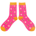 Bamboo Socks | Retro Bees Magenta