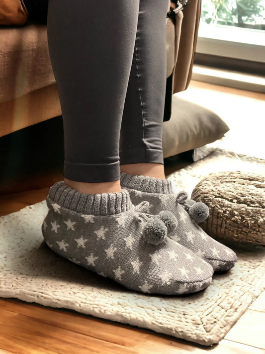 Shining Stars Grey Super Cosy Slipper Socks